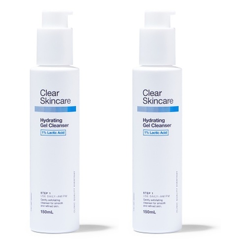 Clear Skincare Hydrating Gel Cleanser 1% Lactic Acid 150mL Pack of 2
