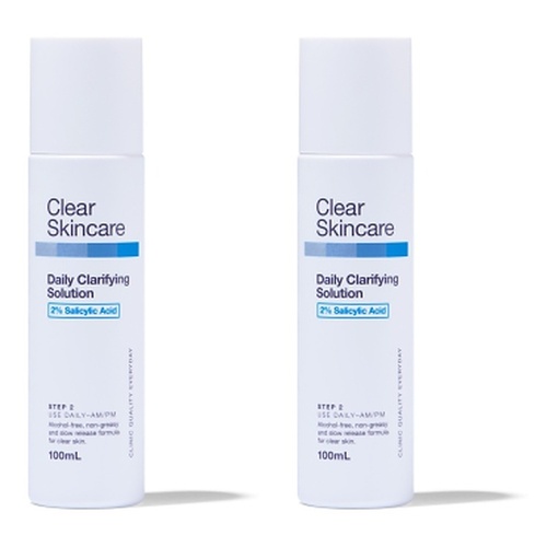 Clear Skincare Daily Clarifying Solution 2% Salicylic Acid 100mL Pack of 2
