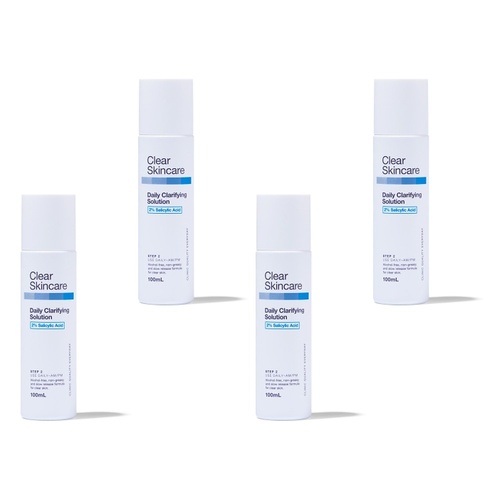 Clear Skincare Daily Clarifying Solution 2% Salicylic Acid 100mL Pack of 4