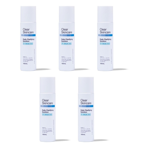 Clear Skincare Daily Clarifying Solution 2% Salicylic Acid 100mL Pack of 5