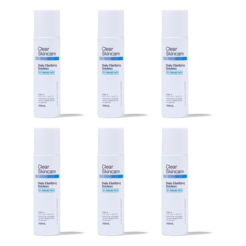 Clear Skincare Daily Clarifying Solution 2% Salicylic Acid 100mL Pack of 6