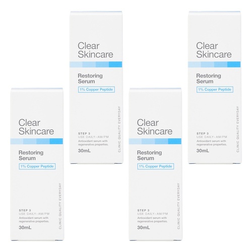 Clear Skincare Restoring Serum with 1% Copper Peptide 30mL Pack of 4