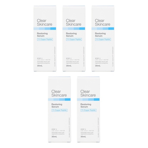 Clear Skincare Restoring Serum with 1% Copper Peptide 30mL Pack of 5