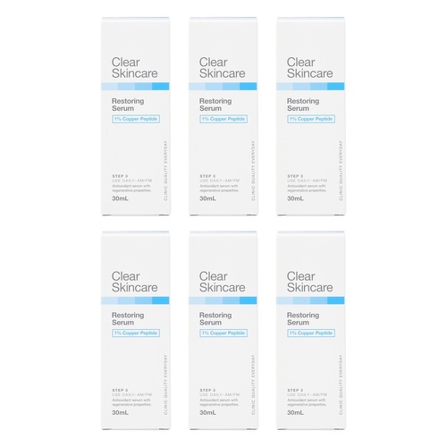 Clear Skincare Restoring Serum with 1% Copper Peptide 30mL Pack of 6