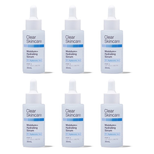 Clear Skincare Moisture+ Hydrating Serum with 2% Hyaluronic Acid 30mL Pack of 6