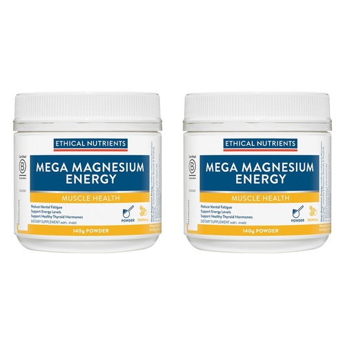 Ethical Nutrients Mega Magnesium Energy Tropical 140g Pack of 2