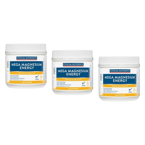 Ethical Nutrients Mega Magnesium Energy Tropical 140g Pack of 3