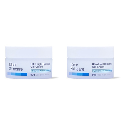 Clear Skincare Ultra Light Hydrating Gel-Cream with Vitamin B3 50g Pack of 2