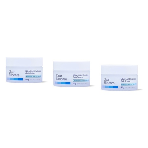 Clear Skincare Ultra Light Hydrating Gel-Cream with Vitamin B3 50g Pack of 3