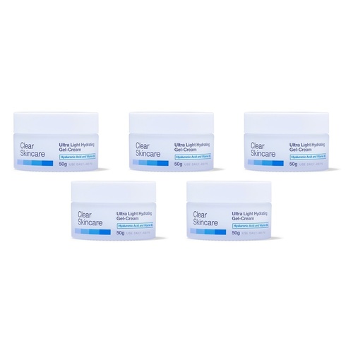 Clear Skincare Ultra Light Hydrating Gel-Cream with Vitamin B3 50g Pack of 5