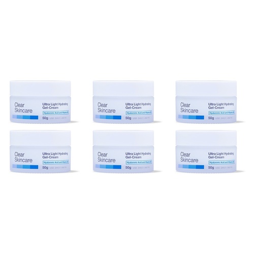 Clear Skincare Ultra Light Hydrating Gel-Cream with Vitamin B3 50g Pack of 6