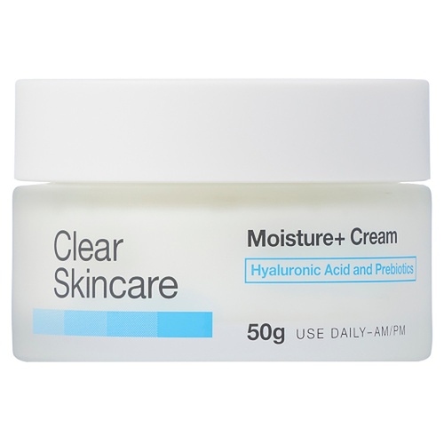Clear Skincare Moisture+ Cream with Hyaluronic Acid and Prebiotics 50g