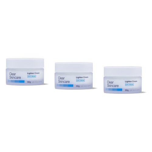 Clear Skincare Lighten Cream with 0.4% Arbutin 50g Pack of 3