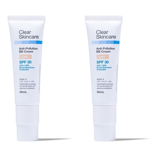 Clear Skincare Anti-Pollution BB Cream SPF30 Light 50mL Pack of 2