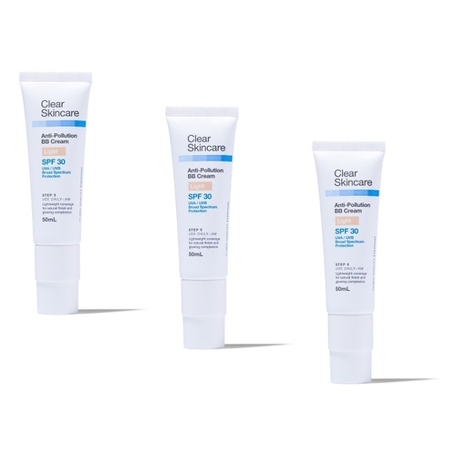 Clear Skincare Anti-Pollution BB Cream SPF30 Light 50mL Pack of 3