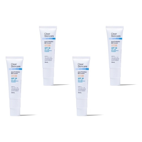 Clear Skincare Anti-Pollution BB Cream SPF30 Light 50mL Pack of 4