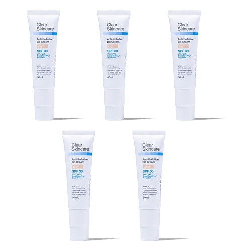 Clear Skincare Anti-Pollution BB Cream SPF30 Light 50mL Pack of 5