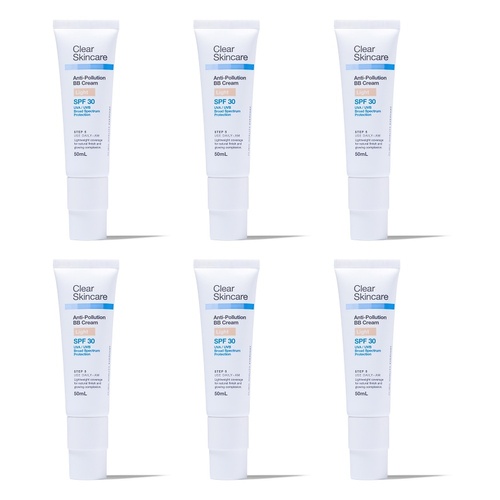 Clear Skincare Anti-Pollution BB Cream SPF30 Light 50mL Pack of 6