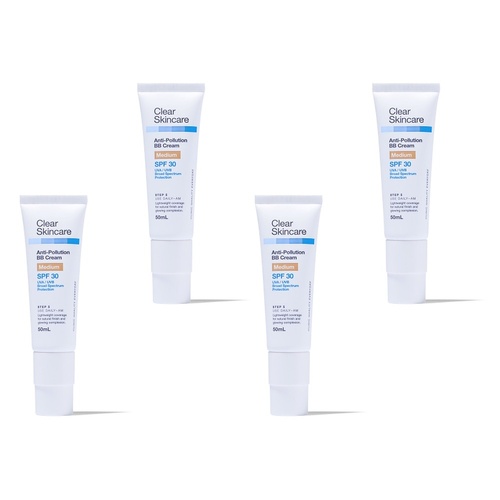 Clear Skincare Anti-Pollution BB Cream SPF30 Medium 50mL Pack of 4