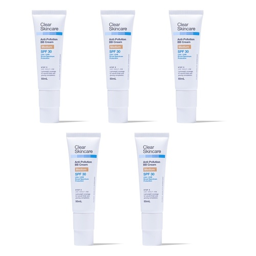 Clear Skincare Anti-Pollution BB Cream SPF30 Medium 50mL Pack of 5