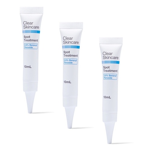 Clear Skincare Spot Treatment with 2% Benzoyl Peroxide 10mL Pack of 3