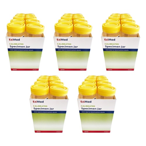 EziMed Specimen Jar Box of 20 Bundle of 5