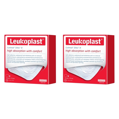 Leukoplast Cutimed Siltec B Foam Dressing 7.5cm x 7.5cm 3 Pack Bundle of 2