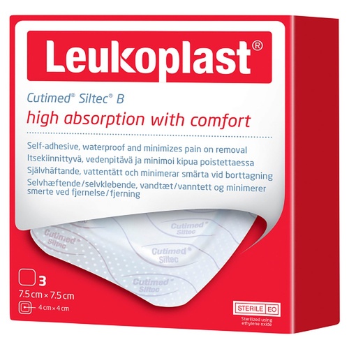 Leukoplast Cutimed Siltec B Foam Dressing 7.5cm x 7.5cm 3 Pack