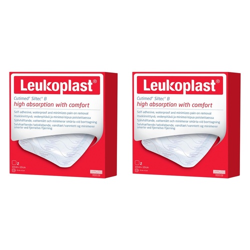 Leuko Leukoplast Cutimed Siltec B Foam Dressing 10cm x 10cm 2 Pack Bundle of 2