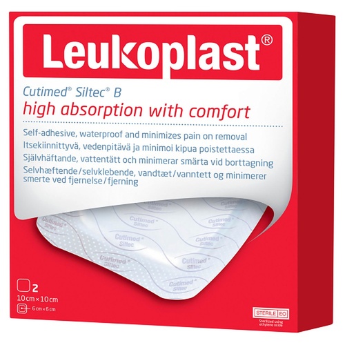 Leuko Leukoplast Cutimed Siltec B Foam Dressing 10cm x 10cm 2 Pack