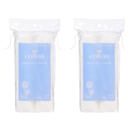 Pharmacy Health Round Cotton Pads 2 x 100 Pack x 6 Bundle of 2