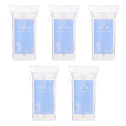 Pharmacy Health Round Cotton Pads 2 x 100 Pack x 6 Bundle of 5