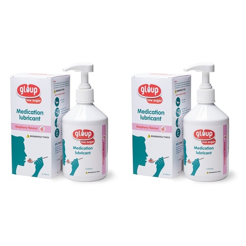 Gloup Medication Lubricant Raspberry Low Sugar Level 3 500mL Pack of 2