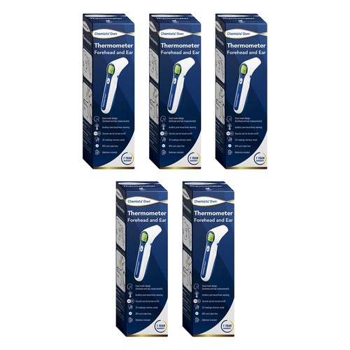 Chemists' Own Digital Infrared Forehead & Ear Thermometer Pack of 5