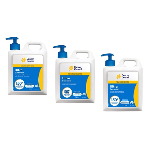 Cancer Council Ultra Sunscreen SPF 50+ 1L Pack of 3