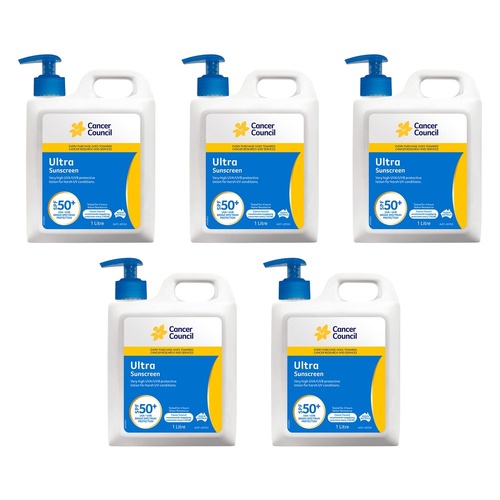 Cancer Council Ultra Sunscreen SPF 50+ 1L Pack of 5