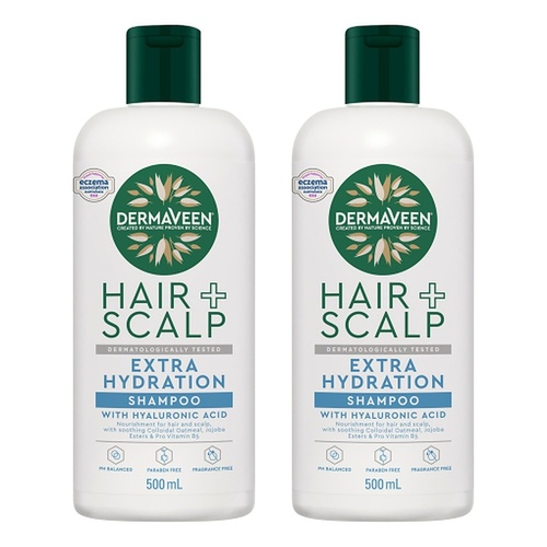DermaVeen Hair + Scalp Extra Hydration Shampoo 500mL Pack of 2