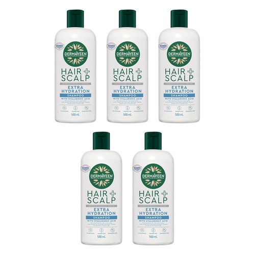DermaVeen Hair + Scalp Extra Hydration Shampoo 500mL Pack of 5