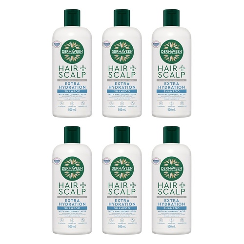 DermaVeen Hair + Scalp Extra Hydration Shampoo 500mL Pack of 6