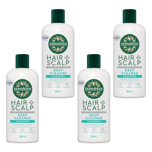 DermaVeen Hair + Scalp Deep Cleanse Shampoo 500mL Pack of 4