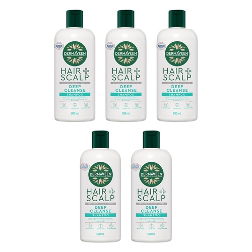 DermaVeen Hair + Scalp Deep Cleanse Shampoo 500mL Pack of 5