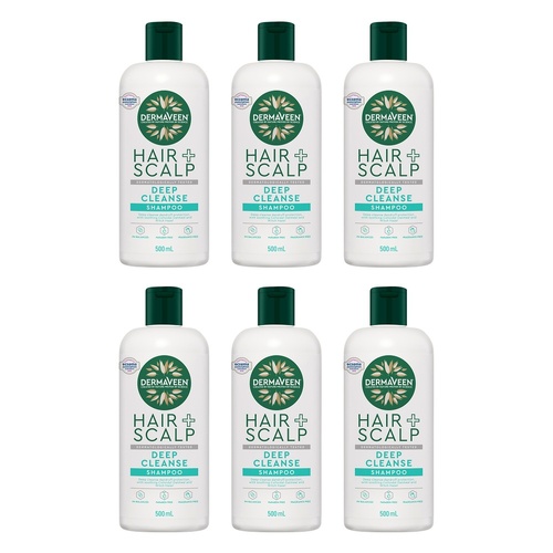 DermaVeen Hair + Scalp Deep Cleanse Shampoo 500mL Pack of 6