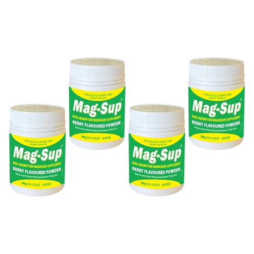 Mag-Sup Berry Flavoured Magnesium Powder 200g Pack of 4