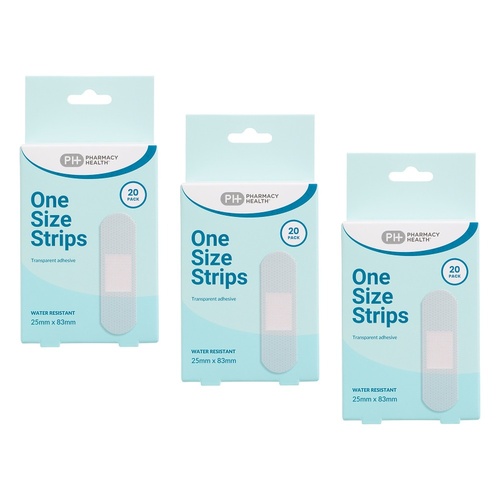Pharmacy Health Water Resistant Strips 20 Pack Bundle of 3