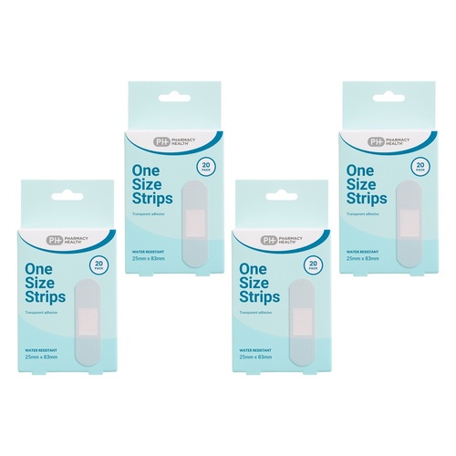 Pharmacy Health Water Resistant Strips 20 Pack Bundle of 4