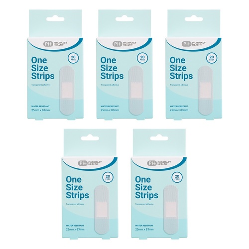 Pharmacy Health Water Resistant Strips 20 Pack Bundle of 5