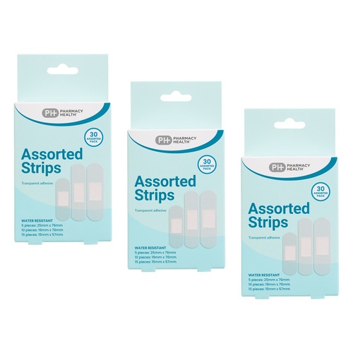 Pharmacy Health Water Resistant Assorted 30 Pack Bundle of 3