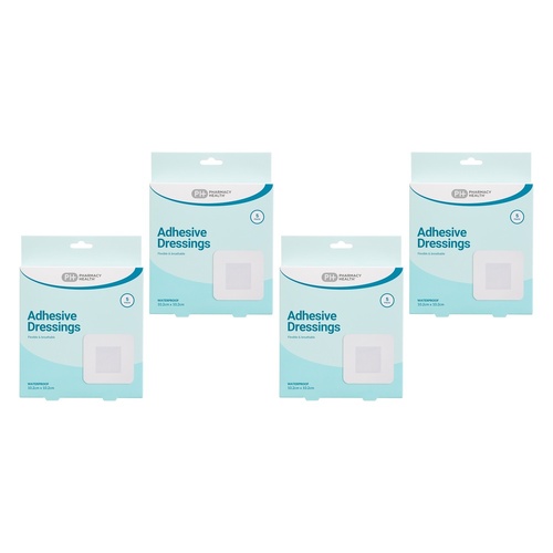 Pharmacy Health Waterproof Dressing 10.2cm x 10.2cm Pack of 4