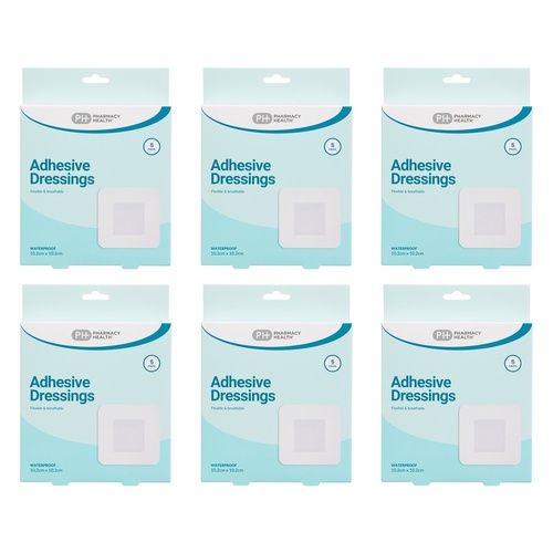 Pharmacy Health Waterproof Dressing 10.2cm x 10.2cm Pack of 6