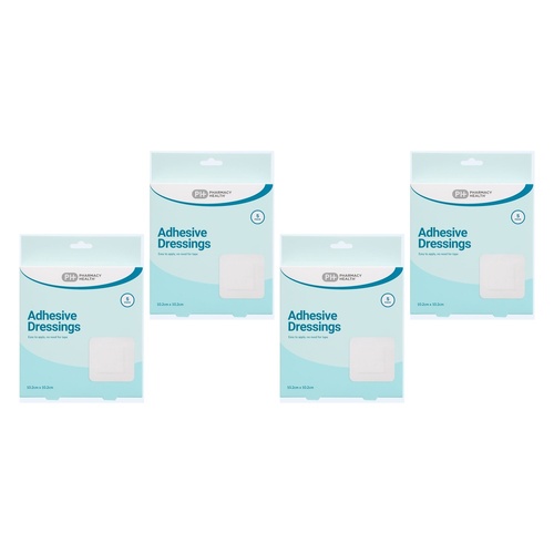Pharmacy Health Adhesive Dressing 10.2cm x 10.2cm 5 Pack Bundle of 4